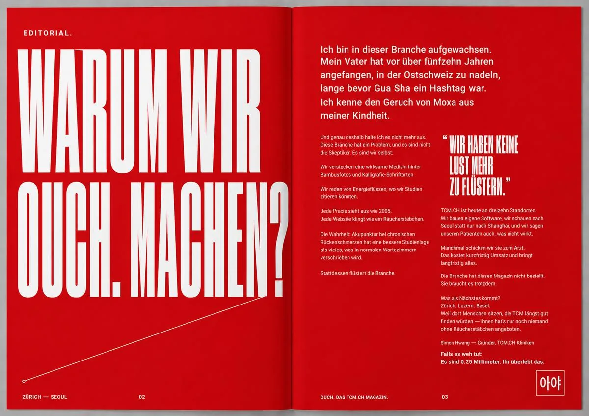 Editorial-Doppelseite: Warum wir OUCH. machen?