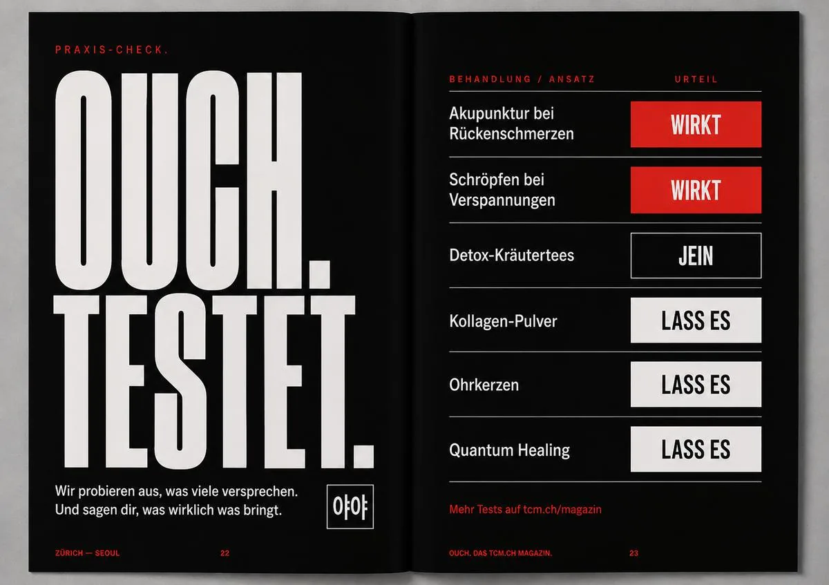 Glossar-Doppelseite: TCM. Ehrlich erklärt.